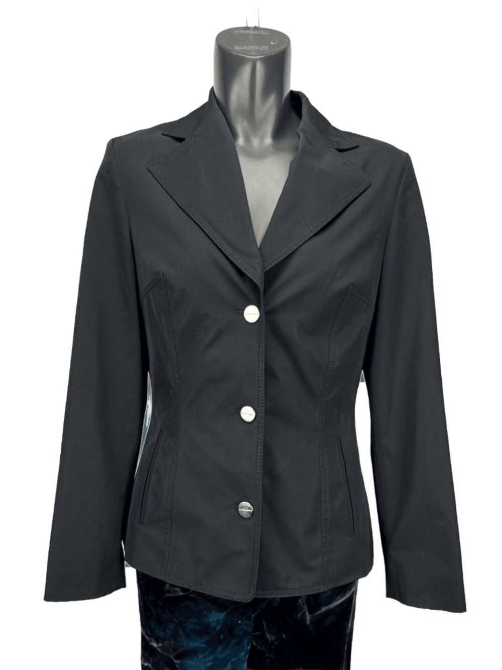LAUREL JEANS by Escada Black Notched Collar Coat Jacket Size M